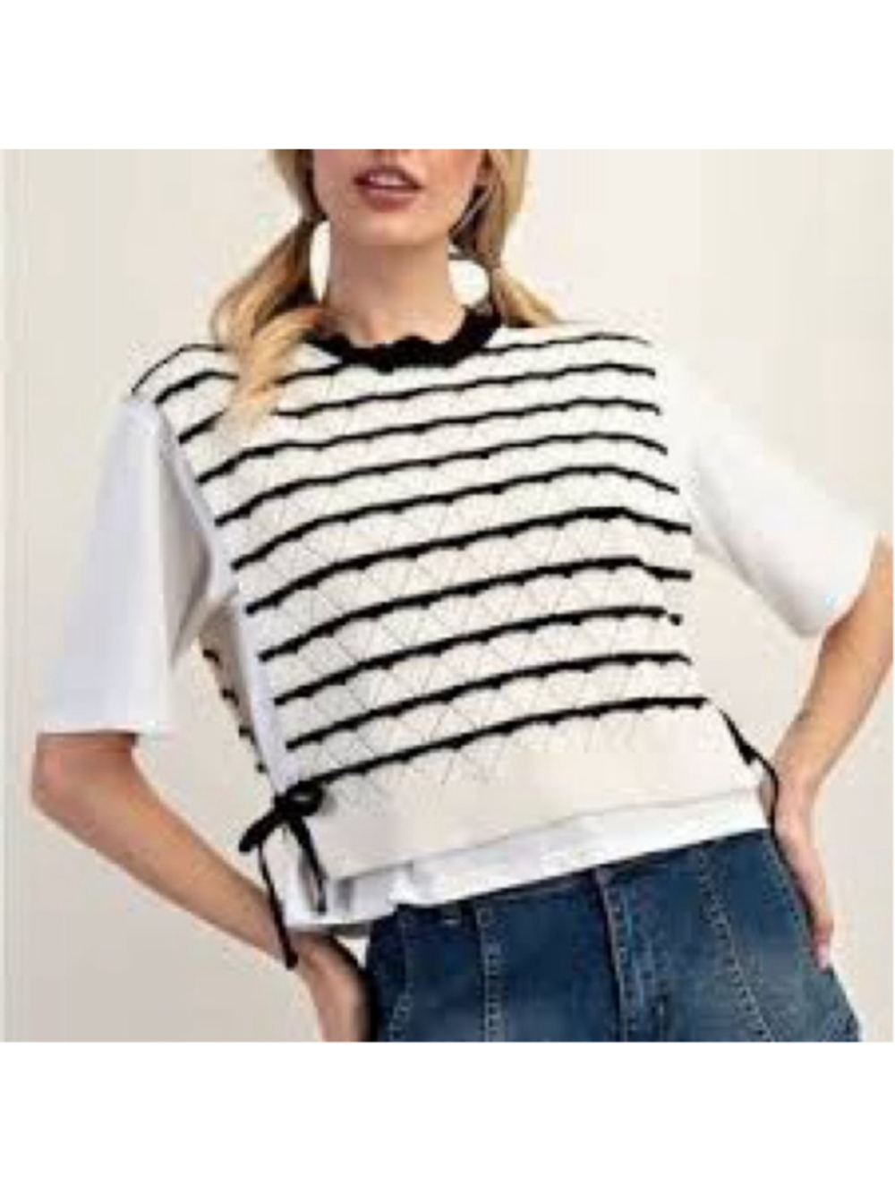 NEW Zara Sz S Combination Tricot Crochet Vest Top